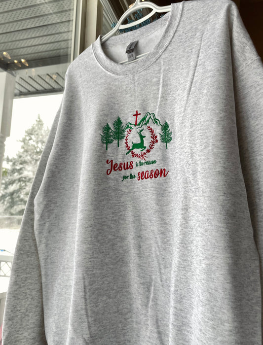 JESUS IS THE REASON FOR THE SEASON CREWNECK (embroidered)