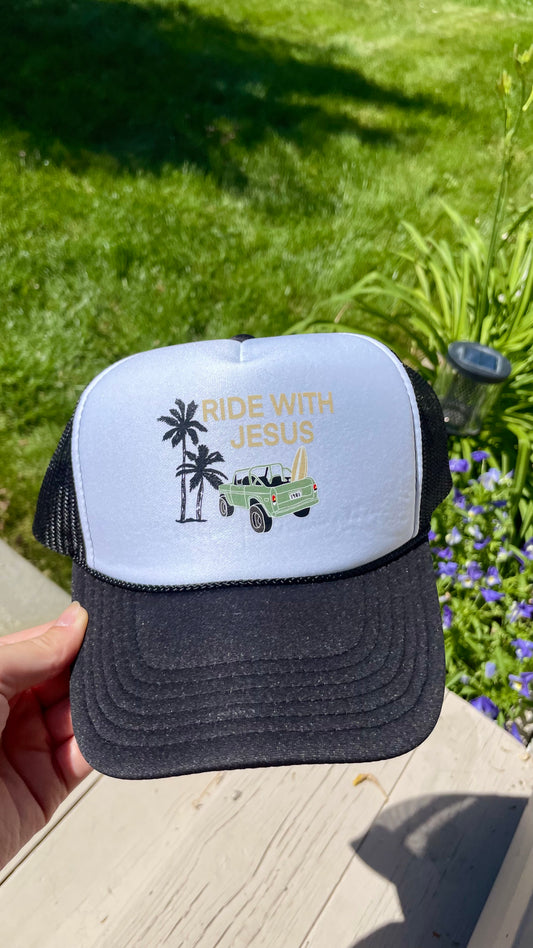 RIDE WITH JESUS FOAM TRUCKER HAT