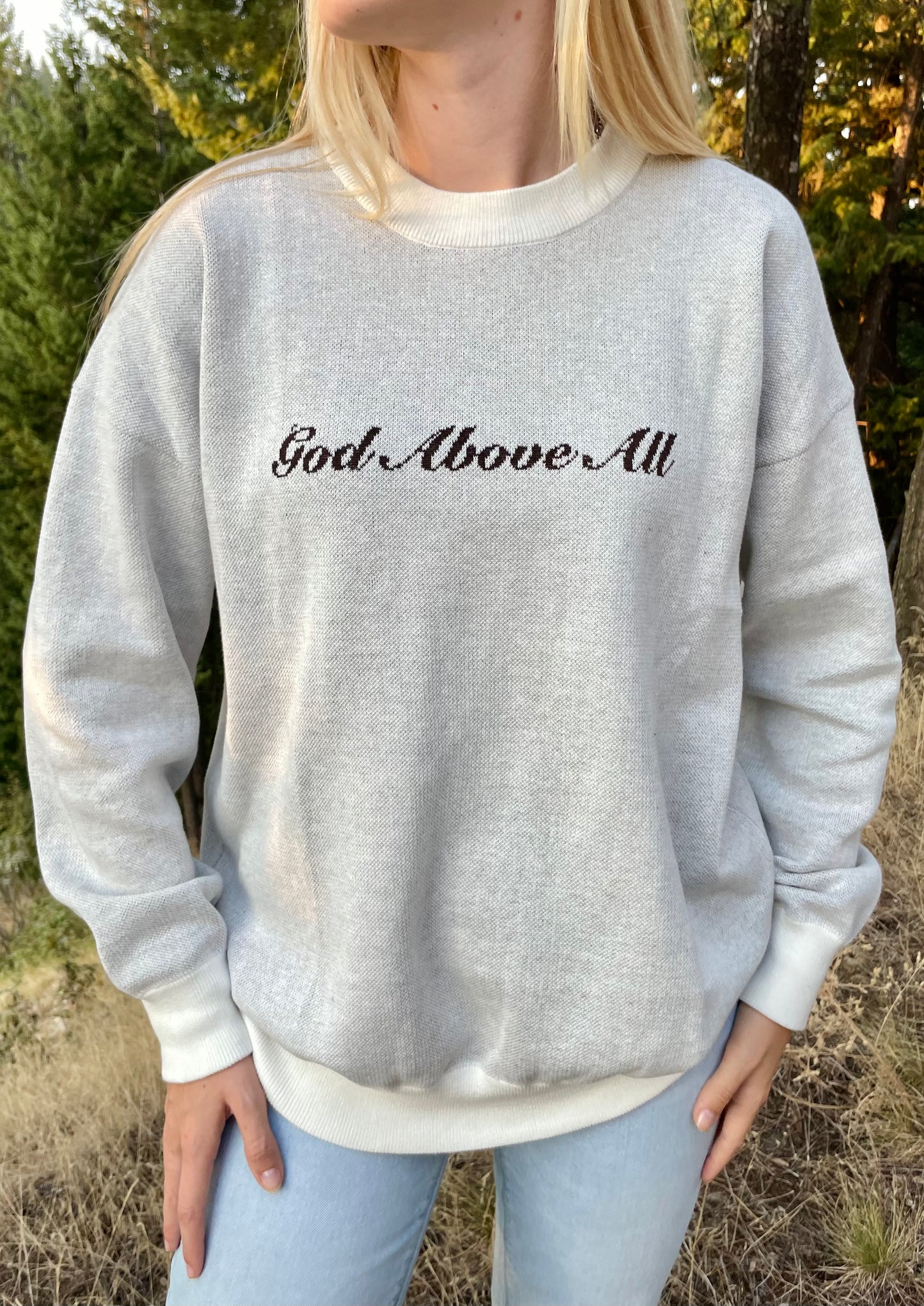 FAITH HOPE LOVE RELAXED KNITTED SWEATER