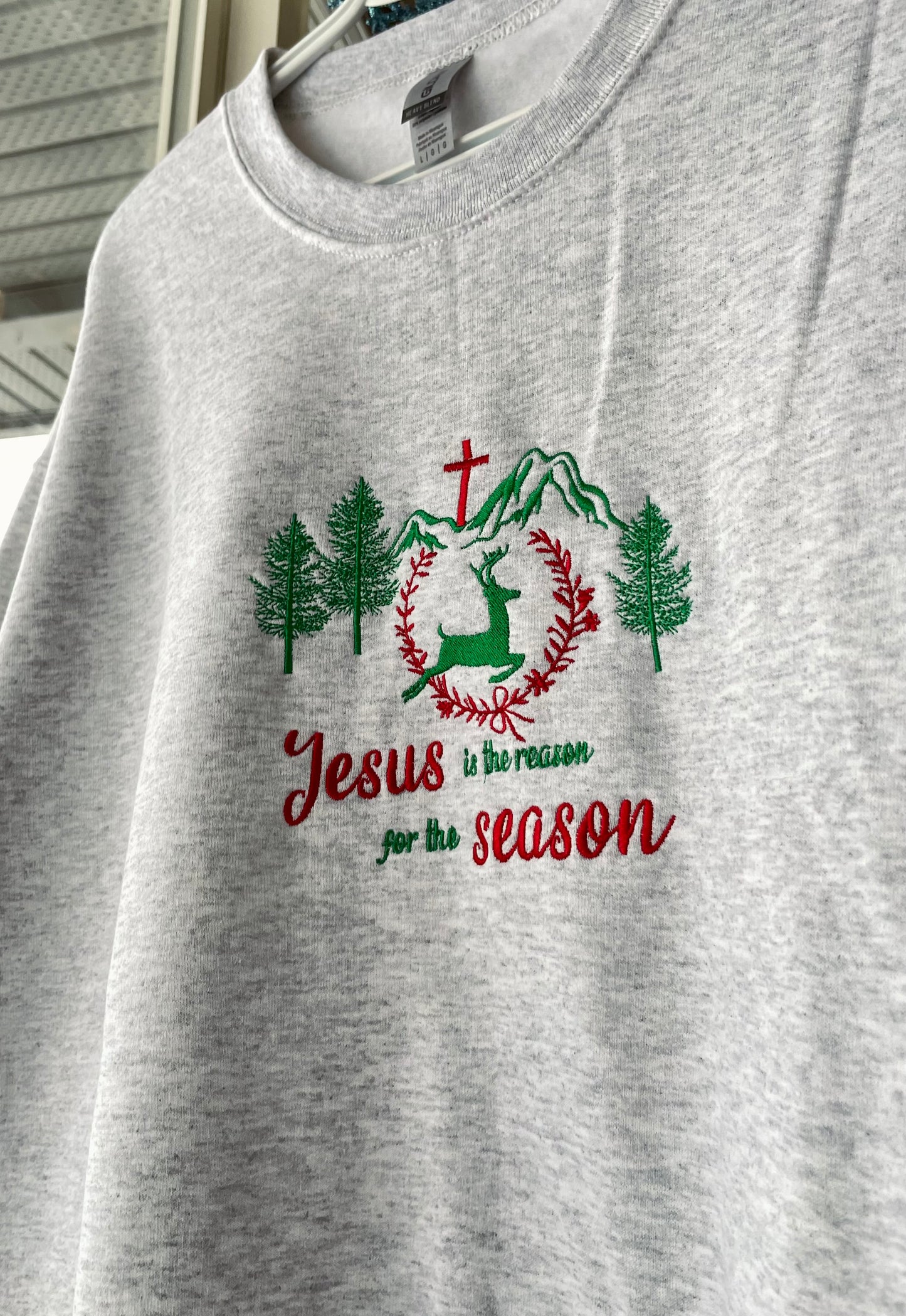 JESUS IS THE REASON FOR THE SEASON CREWNECK (embroidered)