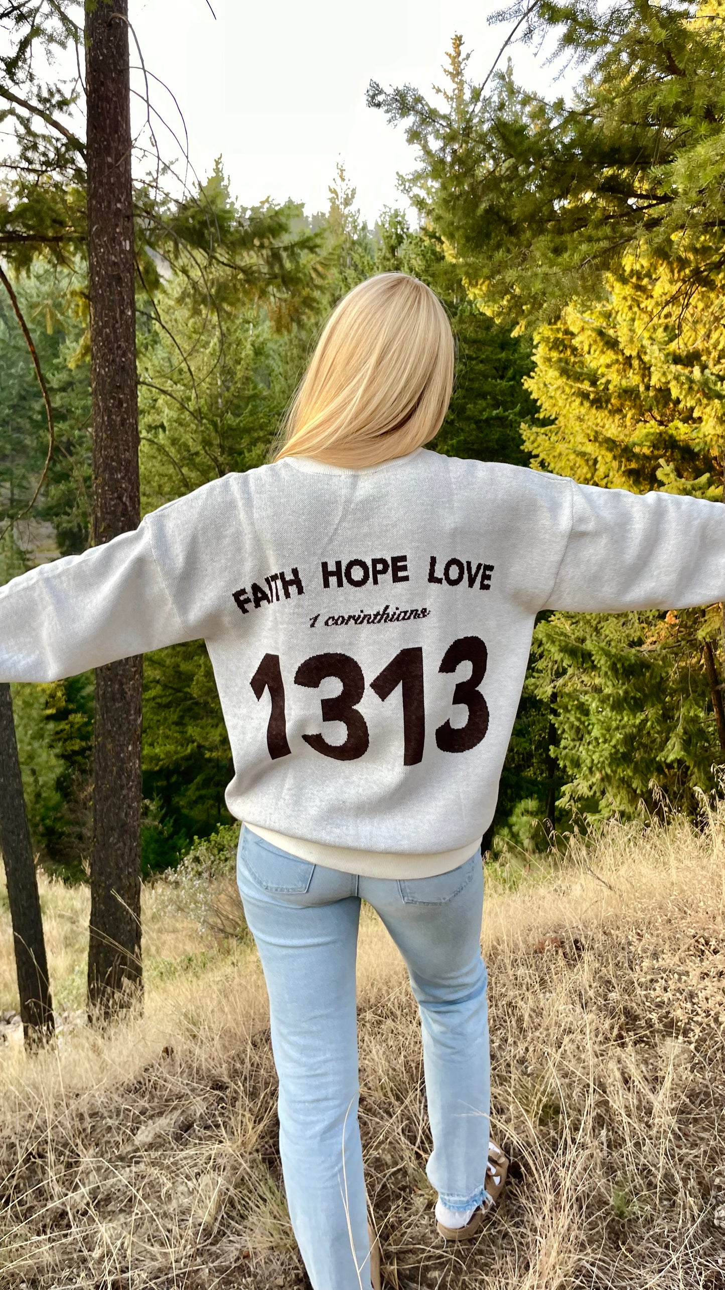 FAITH HOPE LOVE RELAXED KNITTED SWEATER