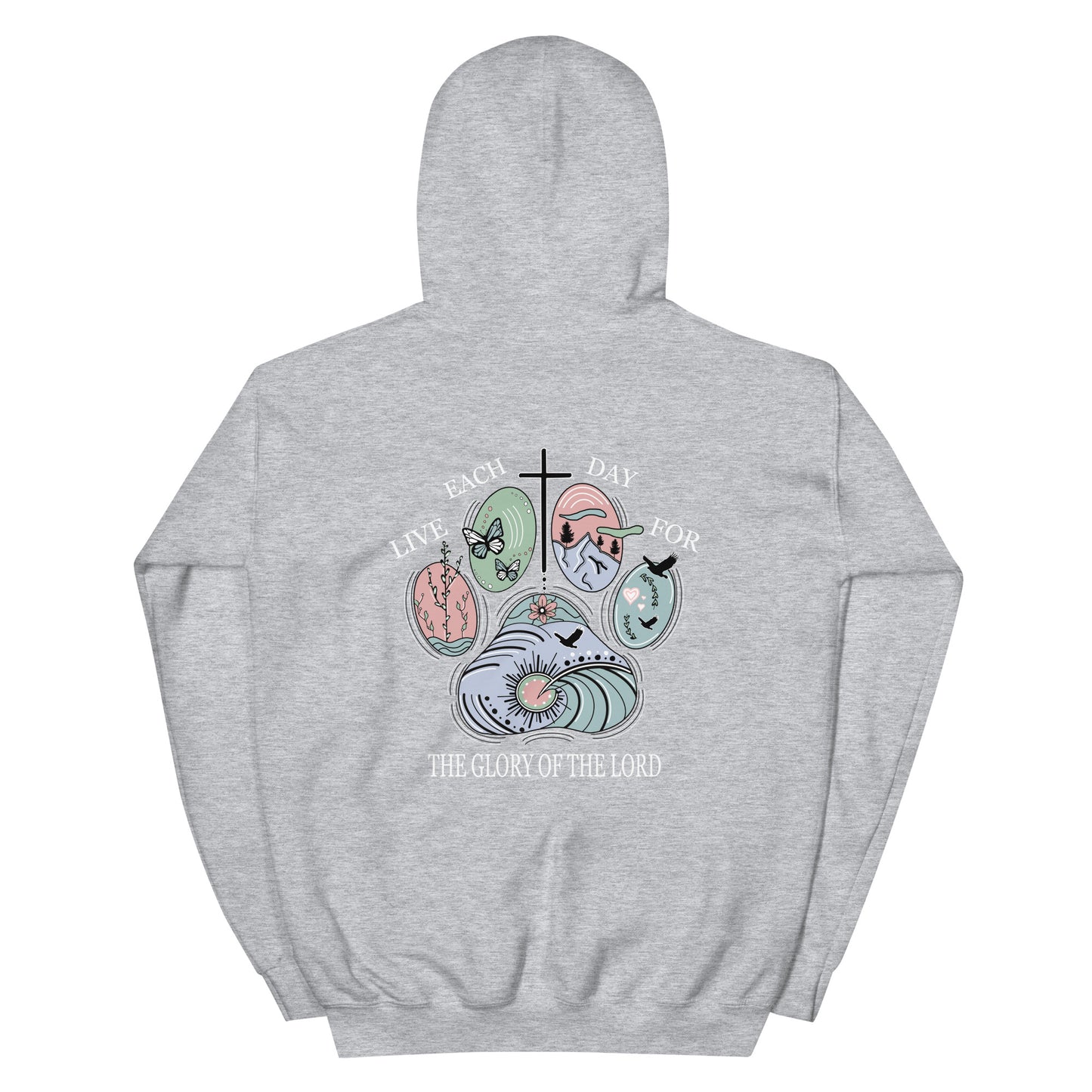 LIVE EACH DAY FOR THE GLORY OF GOD (PAW PRINT) HOODIE