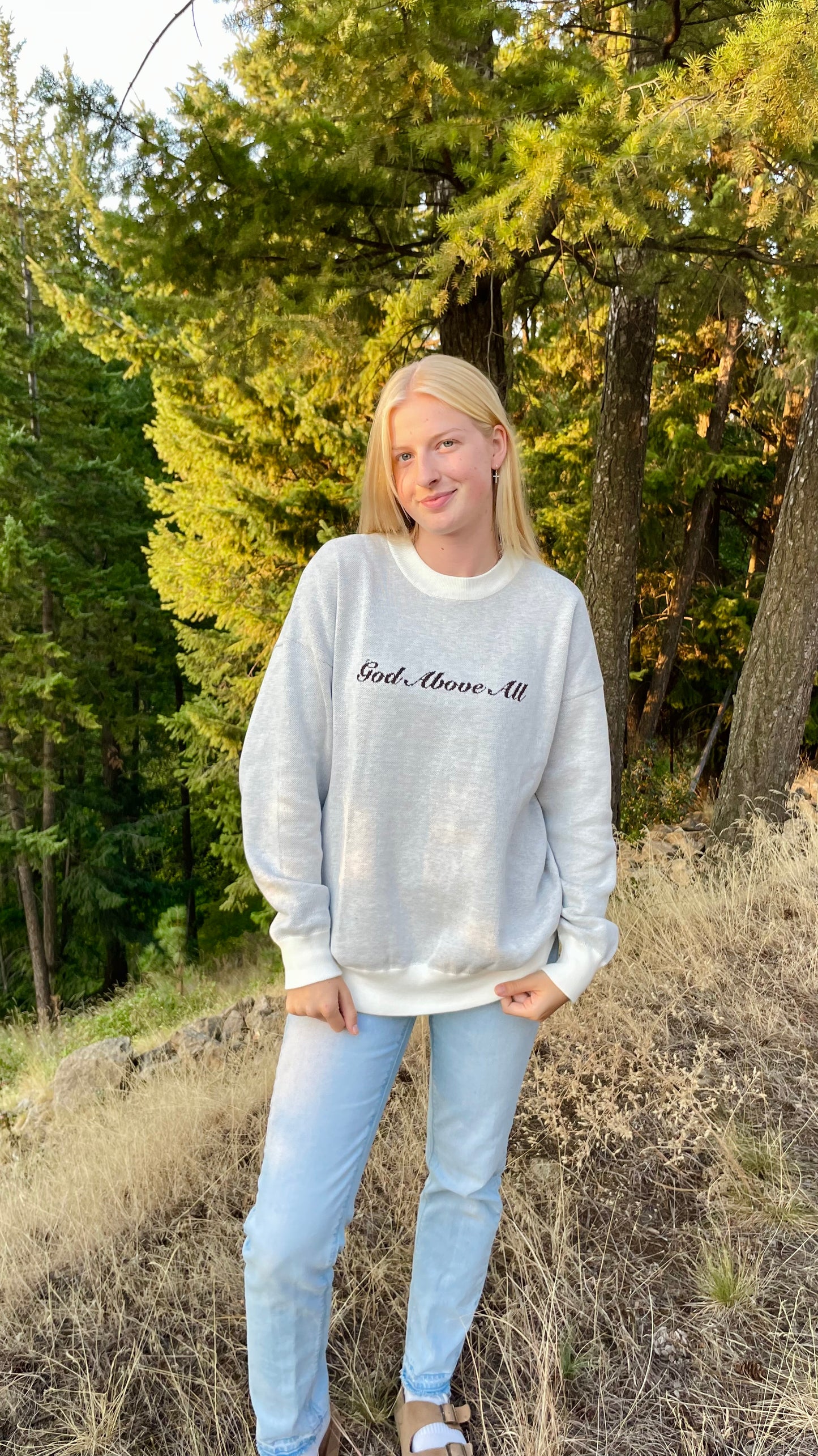 FAITH HOPE LOVE RELAXED KNITTED SWEATER