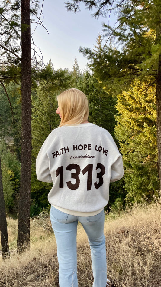 FAITH HOPE LOVE RELAXED KNITTED SWEATER