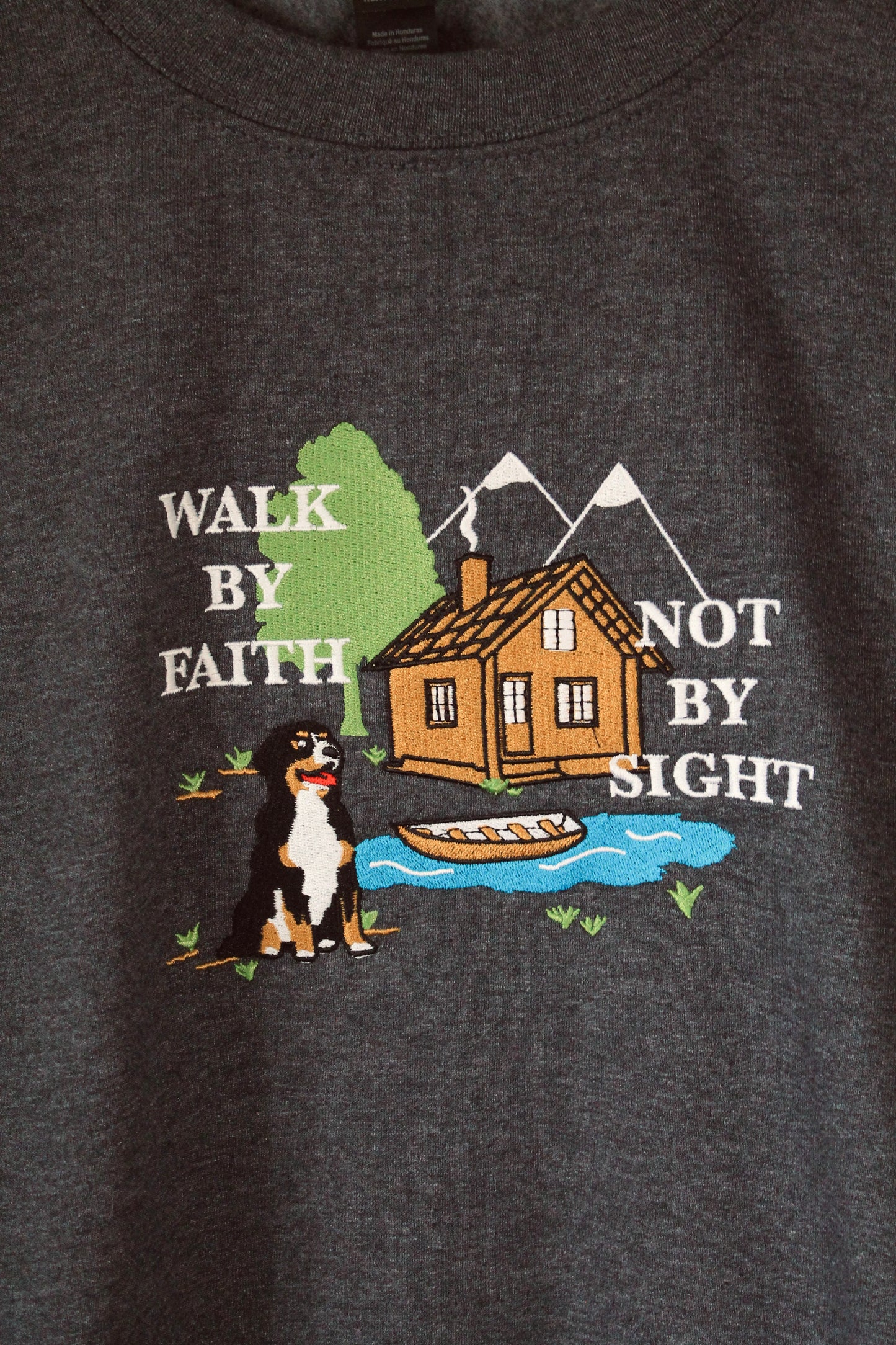 WALK BY FAITH NOT BY SIGHT CREWNECK (EMBROIDERED)