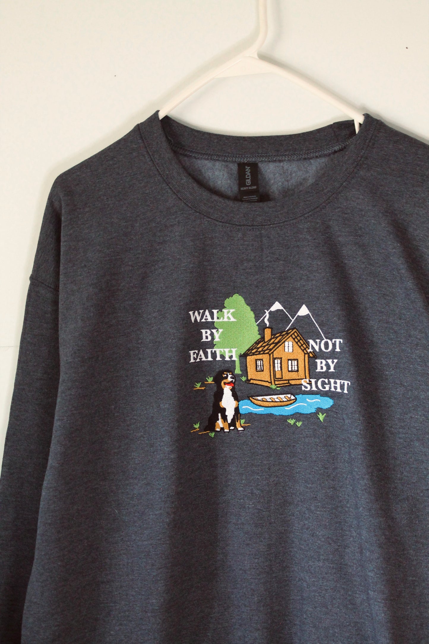 WALK BY FAITH NOT BY SIGHT CREWNECK (EMBROIDERED)