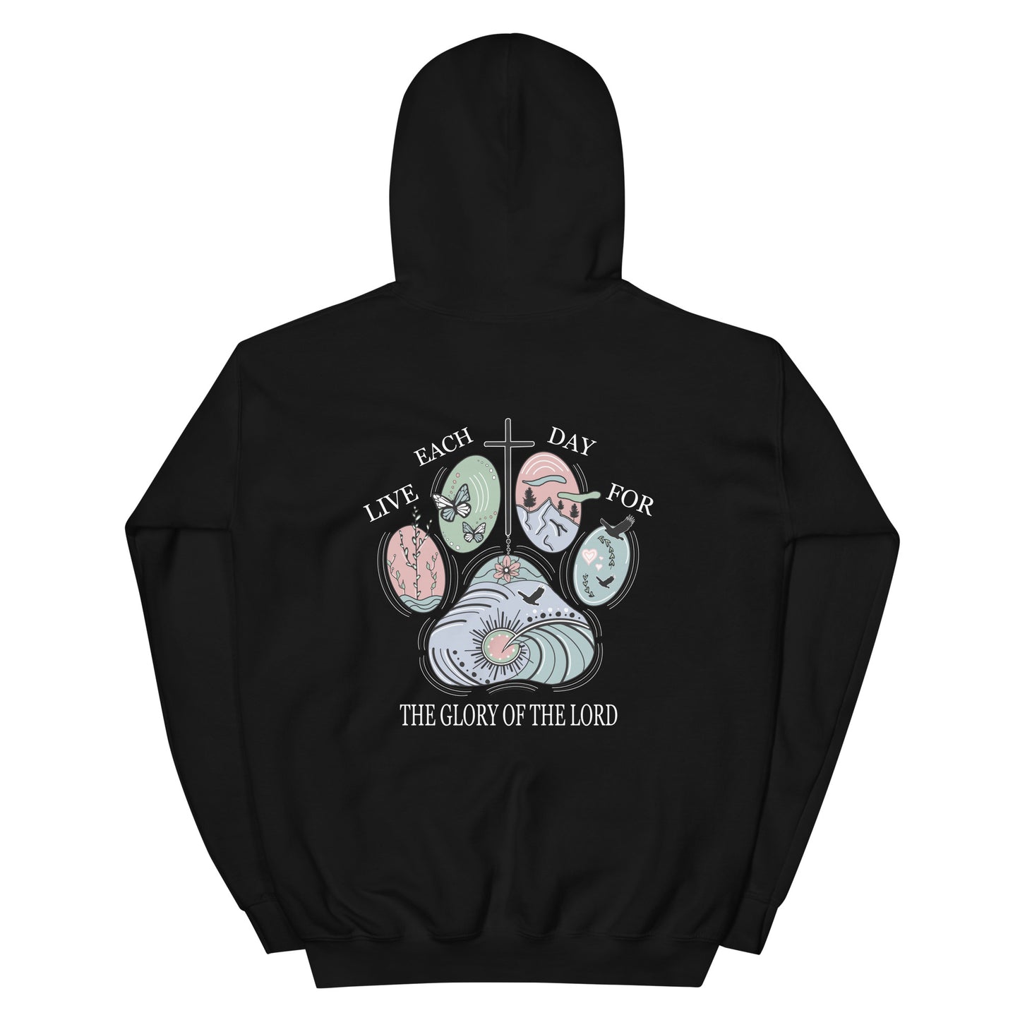 LIVE EACH DAY FOR THE GLORY OF GOD (PAW PRINT) HOODIE