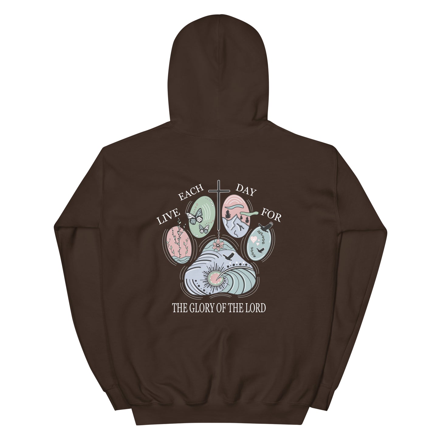 LIVE EACH DAY FOR THE GLORY OF GOD (PAW PRINT) HOODIE