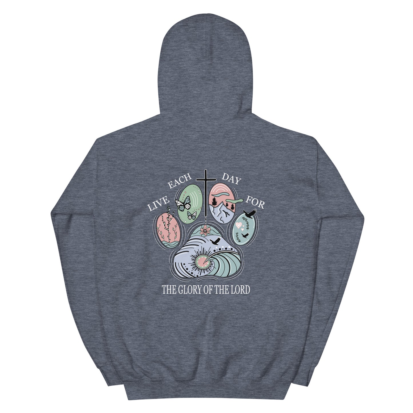 LIVE EACH DAY FOR THE GLORY OF GOD (PAW PRINT) HOODIE