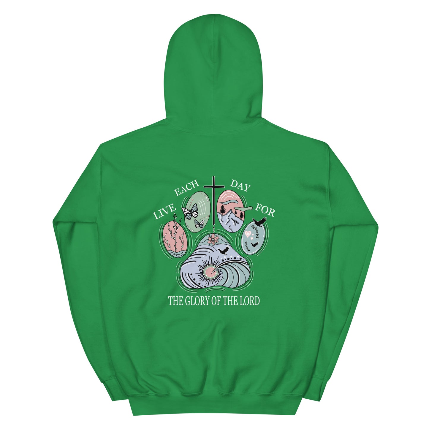 LIVE EACH DAY FOR THE GLORY OF GOD (PAW PRINT) HOODIE