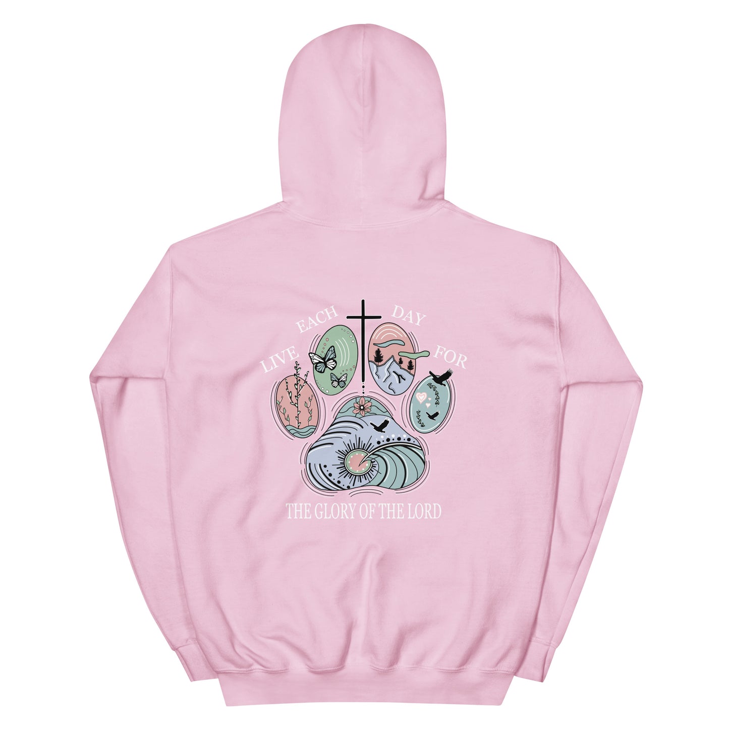 LIVE EACH DAY FOR THE GLORY OF GOD (PAW PRINT) HOODIE