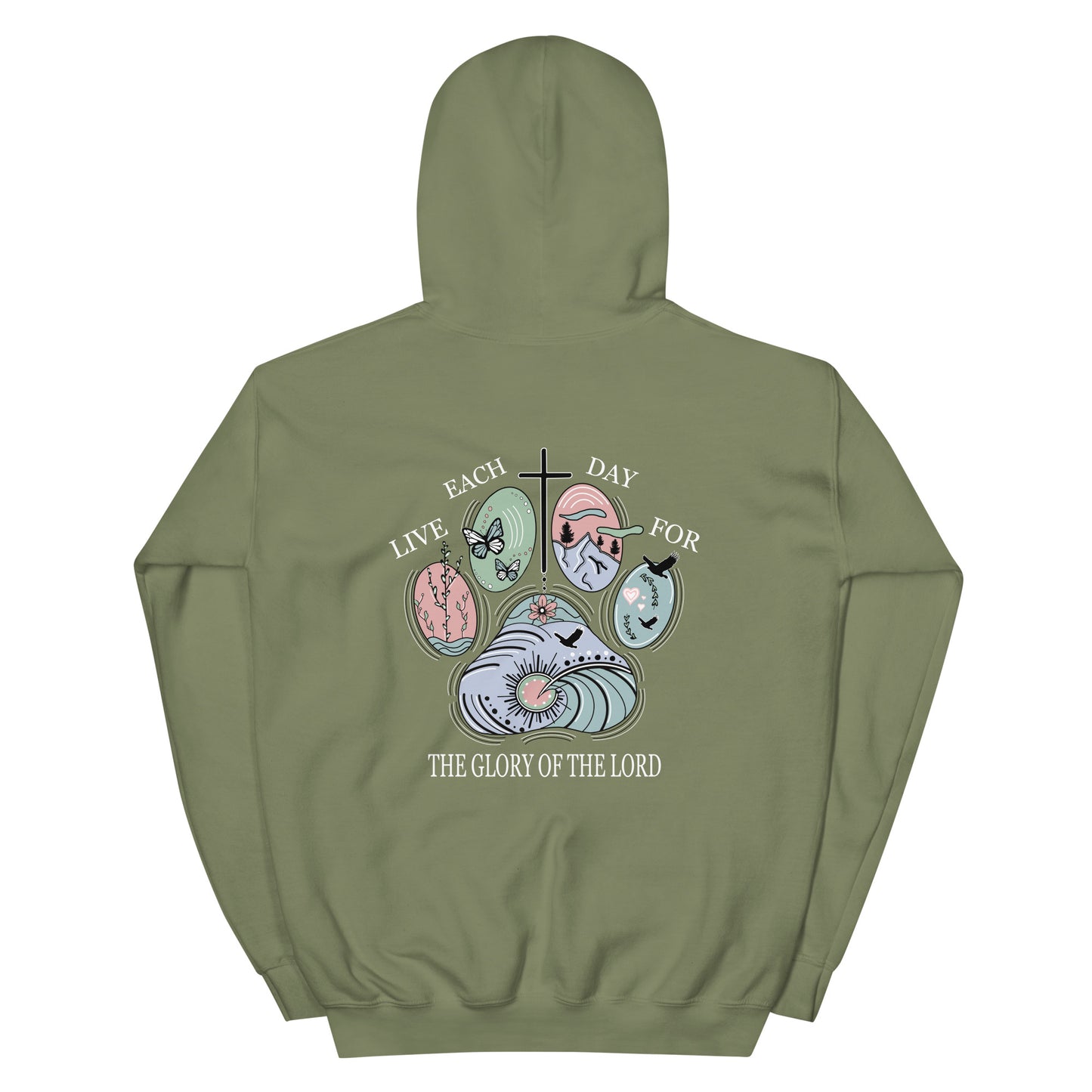 LIVE EACH DAY FOR THE GLORY OF GOD (PAW PRINT) HOODIE