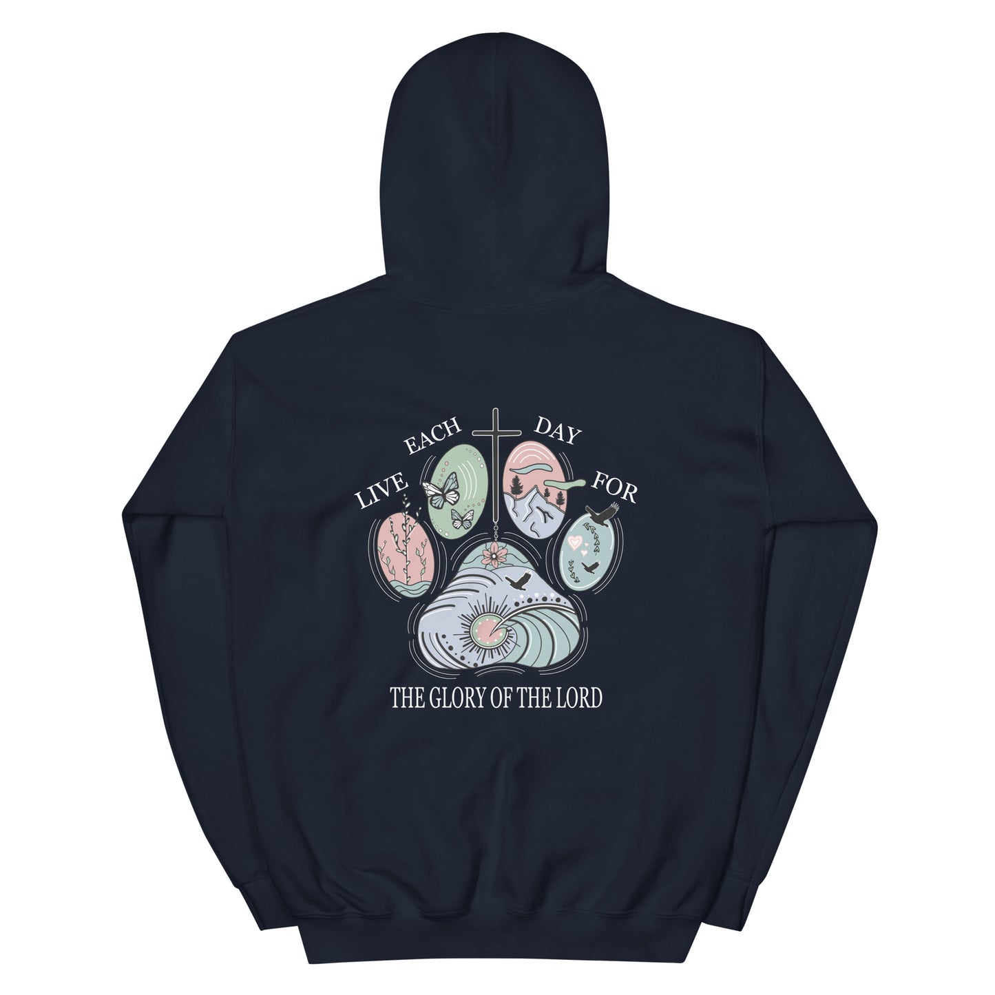 LIVE EACH DAY FOR THE GLORY OF GOD (PAW PRINT) HOODIE