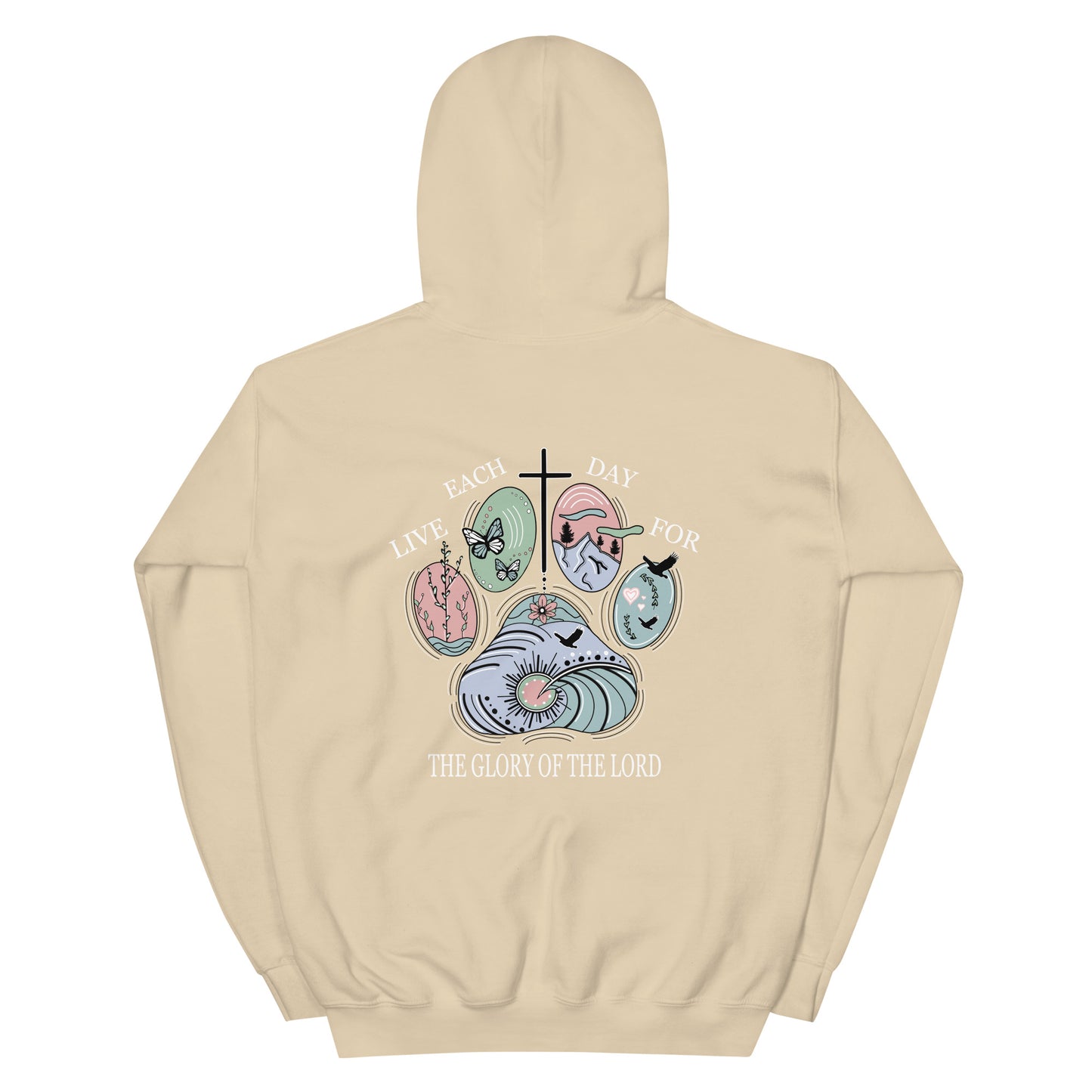 LIVE EACH DAY FOR THE GLORY OF GOD (PAW PRINT) HOODIE